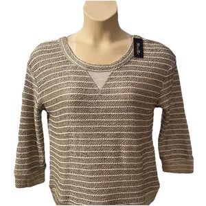 NWT Miss Me Striped Beige Lightweight Sweater with‎ bows on back.